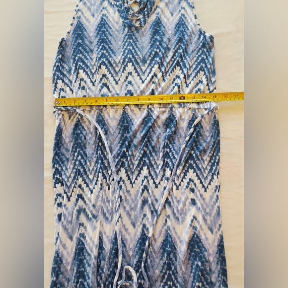 Design History Blue/white Sleeveless Long Maxi Dress Size Large, Tie Back - Picture 9 of 12